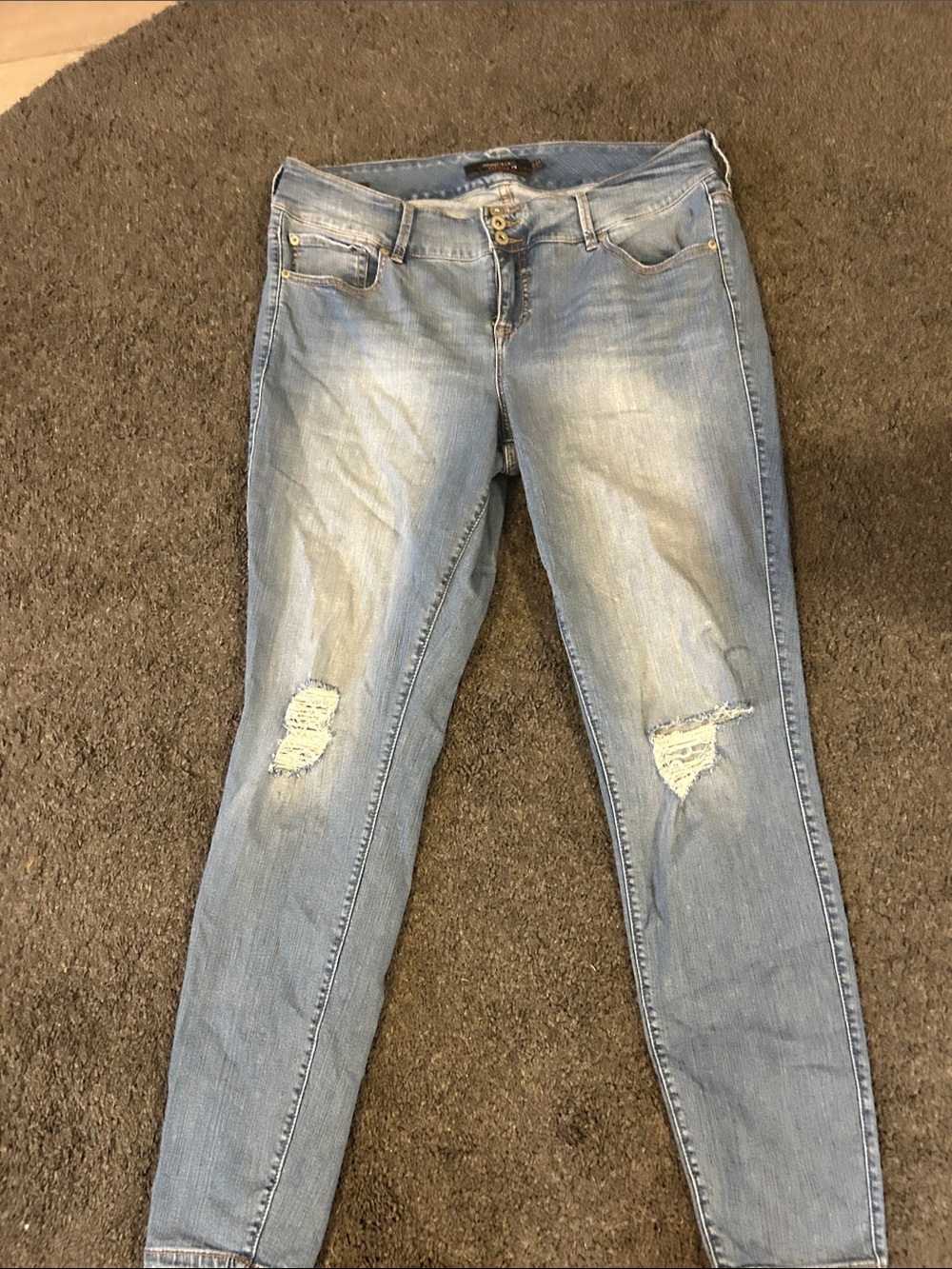 Light Blue Women's Distressed Skinny Jeggings torrid